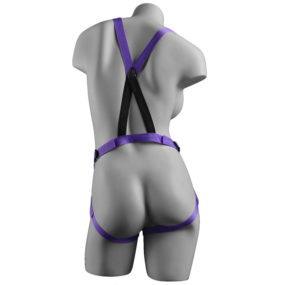 Dillio Strap On Suspender Harness With Silicone 7 Inch Purple Do