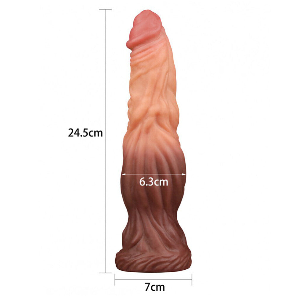 Lovetoy 9.5 Inch Dual Layered Silicone Cock Flesh Brown